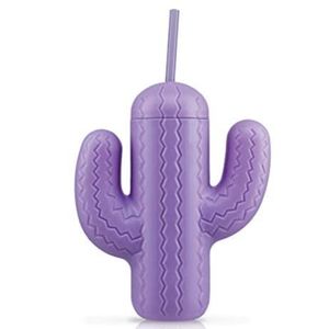Pink Sky Cactus Cup with Straw NIB Purple